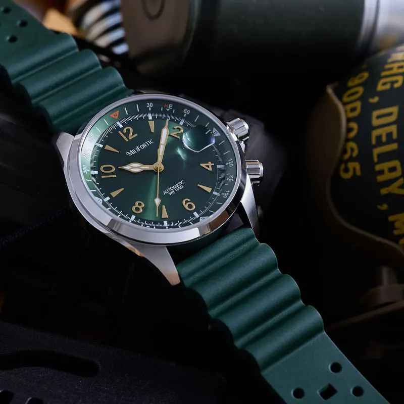 Milifortic NH35 Automatic Men's Watch S089 Alpinist Homage Sport Watch Sunburst Dial Inner Compass Bezel C3 Luminous Wristwatch