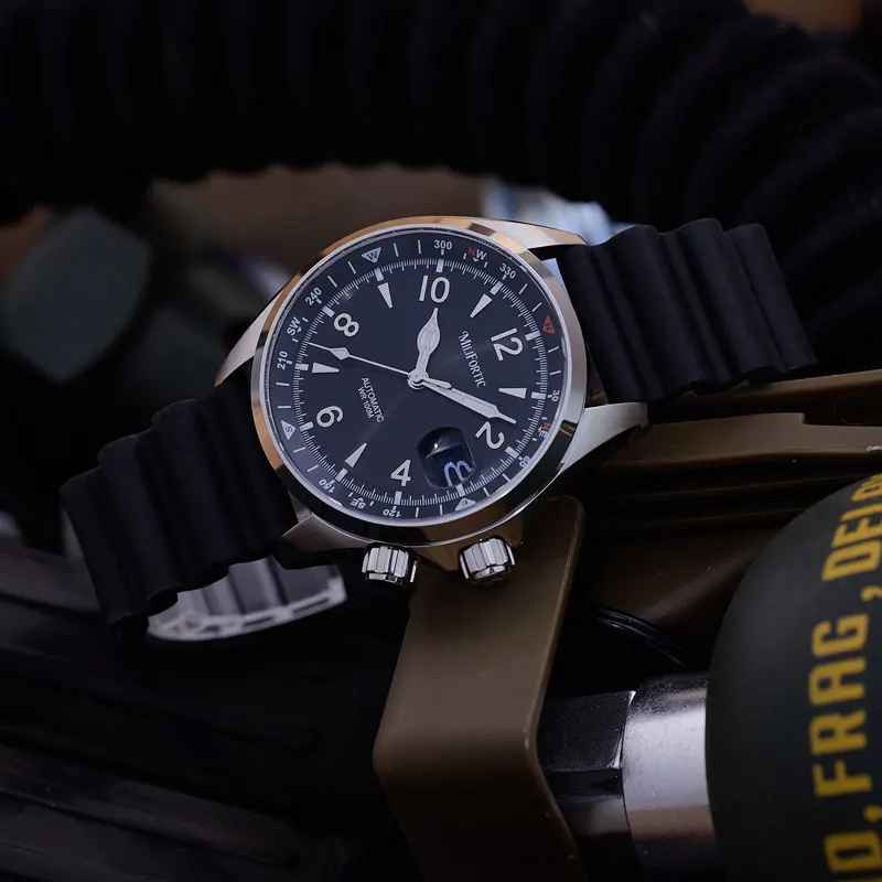 Milifortic NH35 Automatic Men's Watch S089 Alpinist Homage Sport Watch Sunburst Dial Inner Compass Bezel C3 Luminous Wristwatch